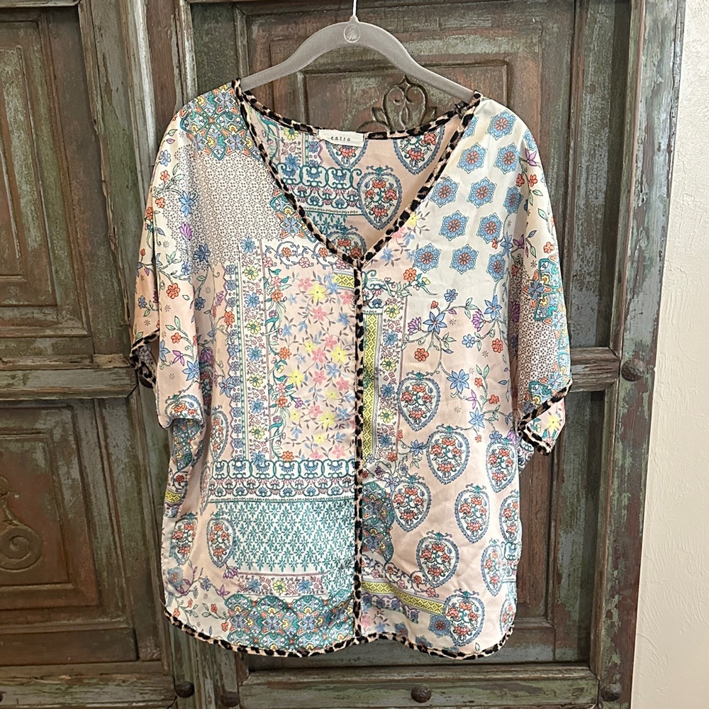 Entro Multicolor multi print blouse leopard